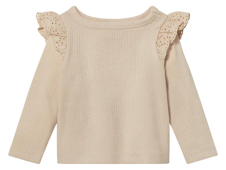 Beige Langarmshirt mit Spitzendetails für Babys.