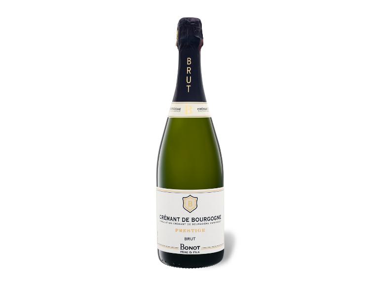 Eine Flasche Crémant de Bourgogne Prestige Brut von Bonot Père & Fils.