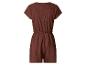 Brauner Damen-Jumpsuit mit kurzen Ärmeln und elastischem Bund.
