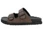 Braune Sandalen mit zwei schwarzen Schnallen und schwarzer Sohle