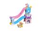 Prinzessinnen-Schloss-Spielset mit Rutschen und Aschenputtel in einer Kutsche.