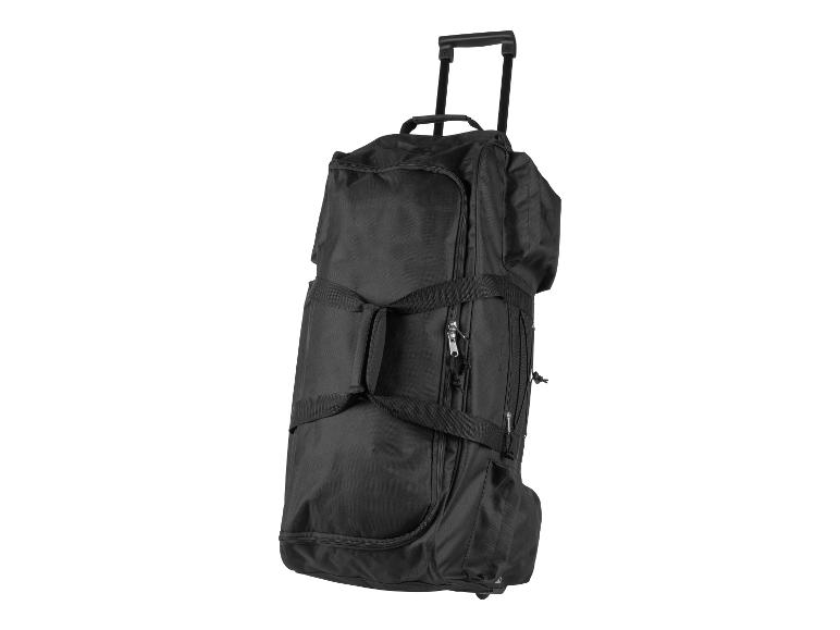 Schwarze Reisetasche mit Rollen und ausziehbarem Griff