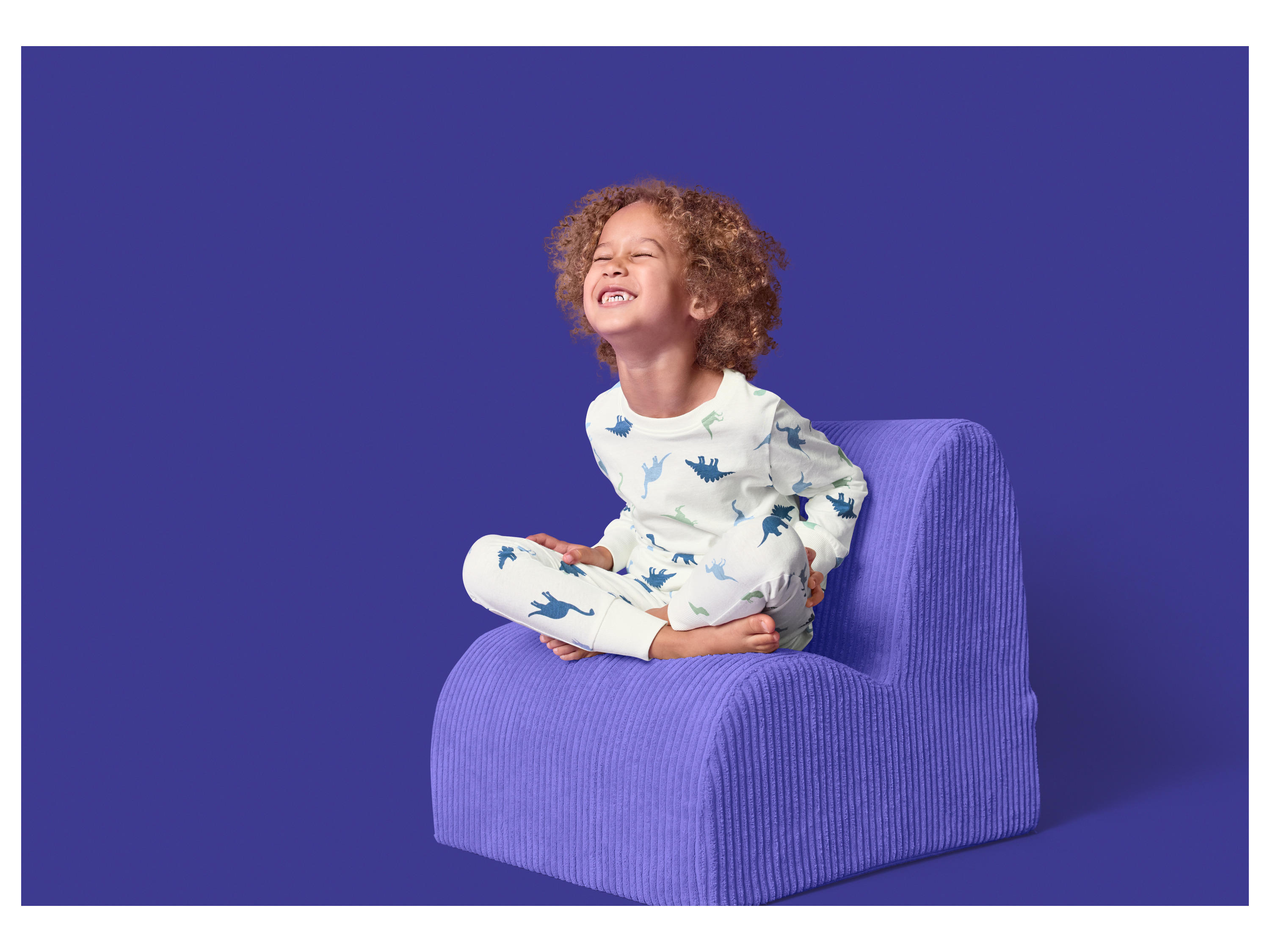 Thumbnail - lupilu® Kleinkinder Mädchen Jungen Pyjama lang/lang (dino/weiß, 98/104)