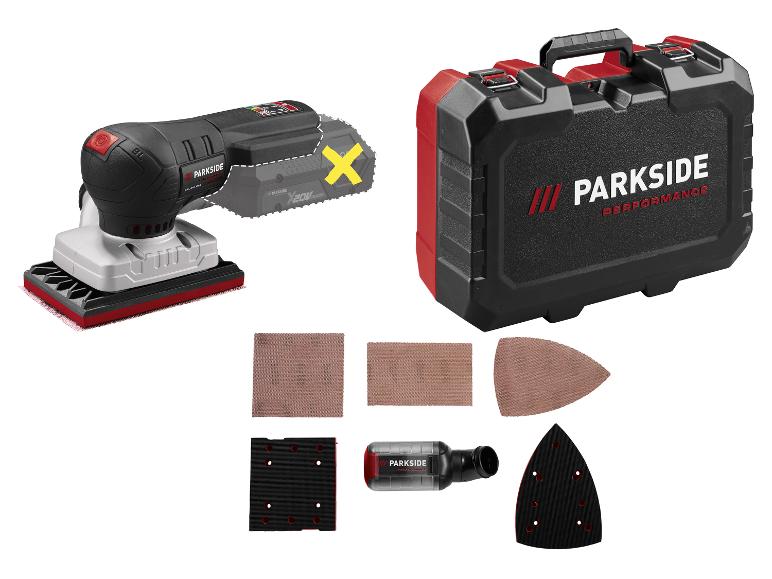 PARKSIDE PERFORMANCE® PAESP 20-Li A2 Schleifer, Koffer und Zubehör.
