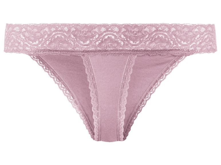 Ein rosa String mit Spitze.