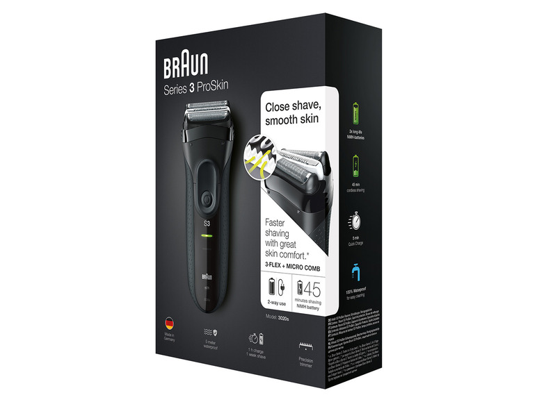 Braun Series 3 ProSkin Rasierer mit 3-Flex + Micro Comb Technologie