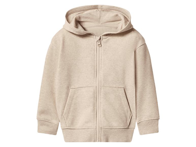 Beiger Kinder-Kapuzenpullover mit Reißverschluss und Taschen