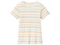 Weißes T-Shirt mit beige Streifen.