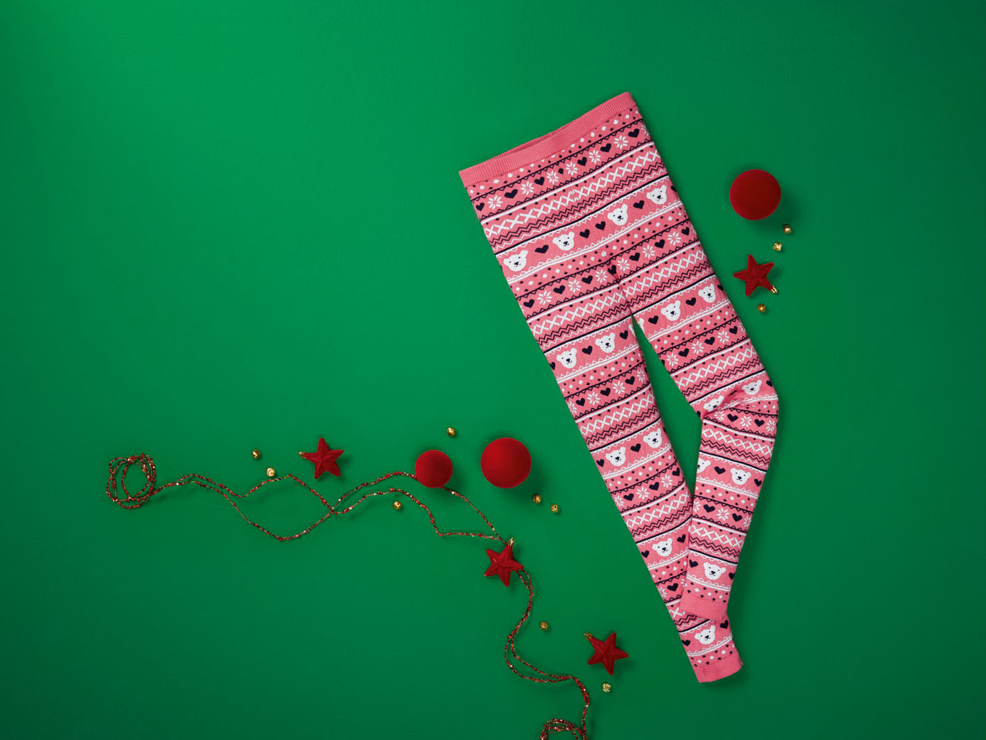 PEPPERTS!® Kinder Mädchen Strickleggings Weihnachten (Pink, 158/164) – Bild 2 von 3