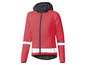 Eine rote Windjacke mit reflektierenden Streifen, ideal zum Radfahren.