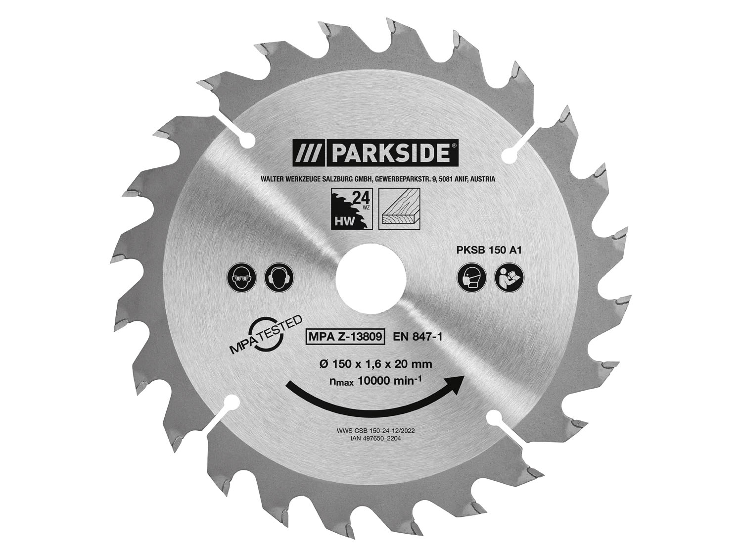 PARKSIDE® Handkreissägeblatt 150 mm (24 Zähne) | 04055334764346