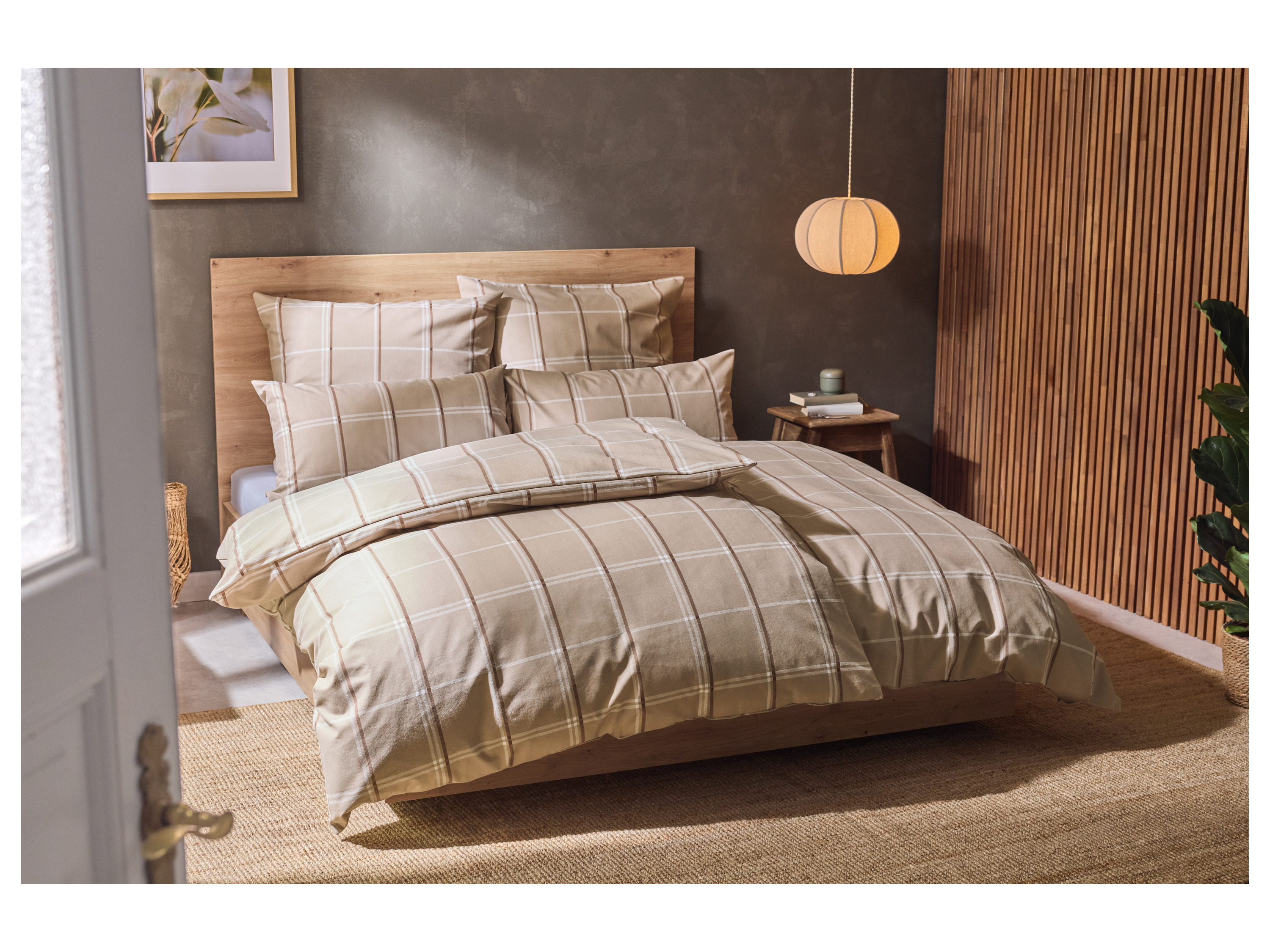 Thumbnail - LIVARNO home Feinbiber-Bettwäsche (Karo/braun)