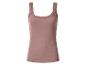 Rosa geripptes Trägertop mit Spitzenbesatz.