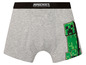 Graue Minecraft Boxershorts mit Creeper-Motiv.