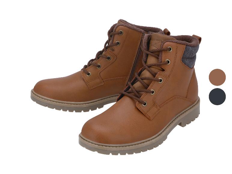 Braune Herren-Stiefeletten mit Schnürsenkeln und Reißverschluss, mit Farboptionen.