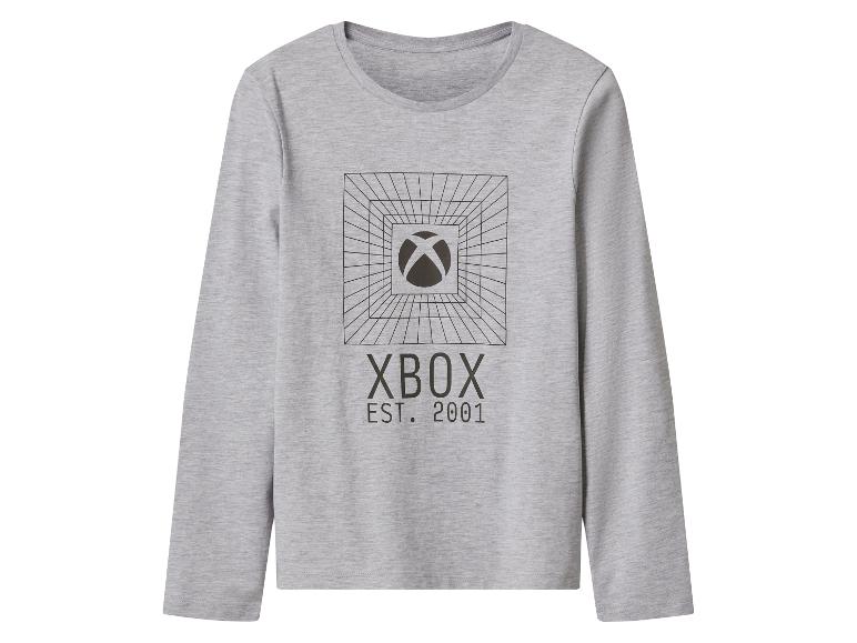 Graues Langarmshirt mit Xbox-Logo und dem Schriftzug „XBOX EST. 2001“.