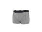 Graue Baumwoll-Boxershorts für Herren mit schwarzem Gummibund und weißen Streifen.