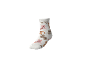 Weißer Socken mit einem Muster aus bunten, illustrierten Leoparden.