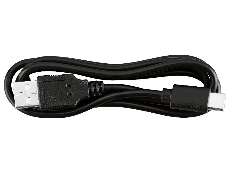 Schwarzes USB-A zu USB-C Lade- und Datenkabel, aufgerollt