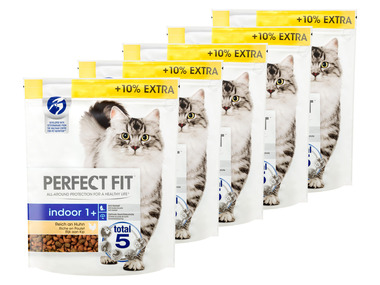 PERFECT FIT Cat Dry Indoor 1+ Reich an Huhn +10 % gratis, 5 x 825 g