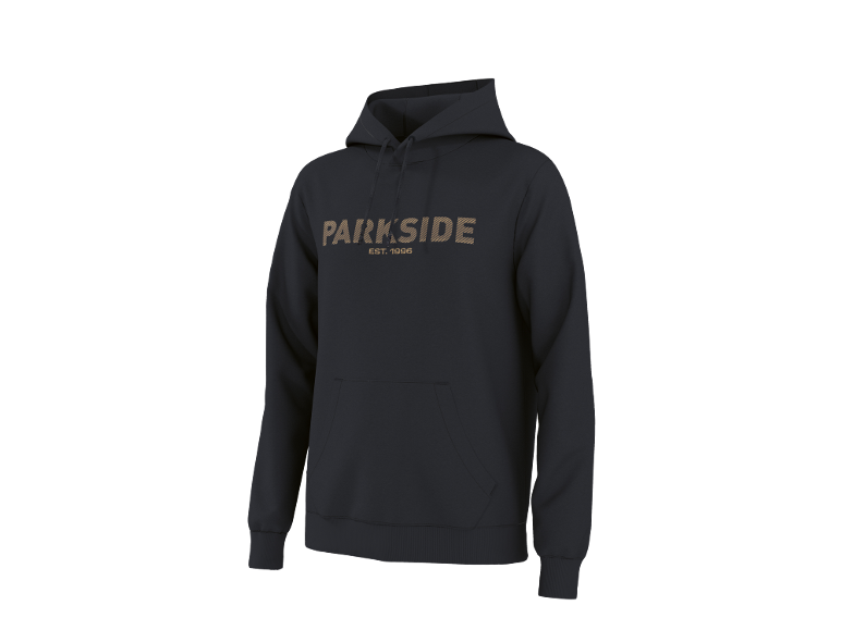 Schwarzer Kapuzenpullover mit gestreiftem Text „PARKSIDE EST. 1996“