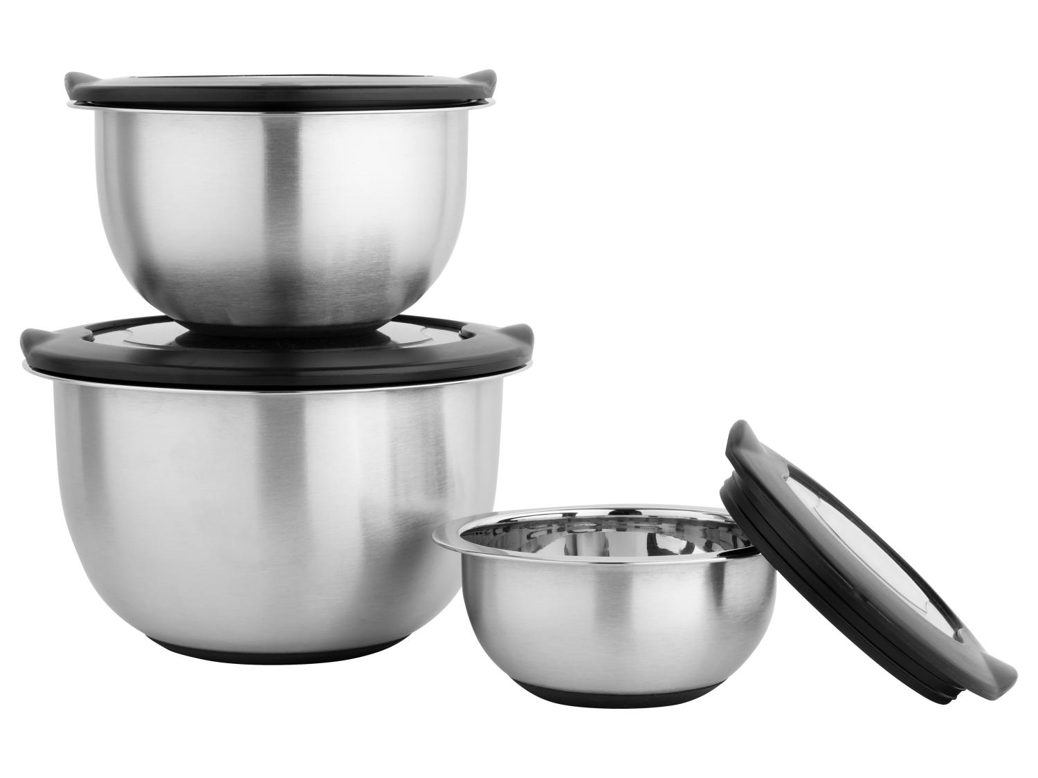 WakiHong Edelstahl Schüssel Set - 3-teilige Rührschüsseln Zum Kochen & Backen