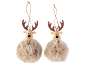 Zwei Rentier-Weihnachtsdekorationen mit Kunstfellkörpern
