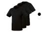 Drei schwarze Rundhals-T-Shirts, diagonal angeordnet