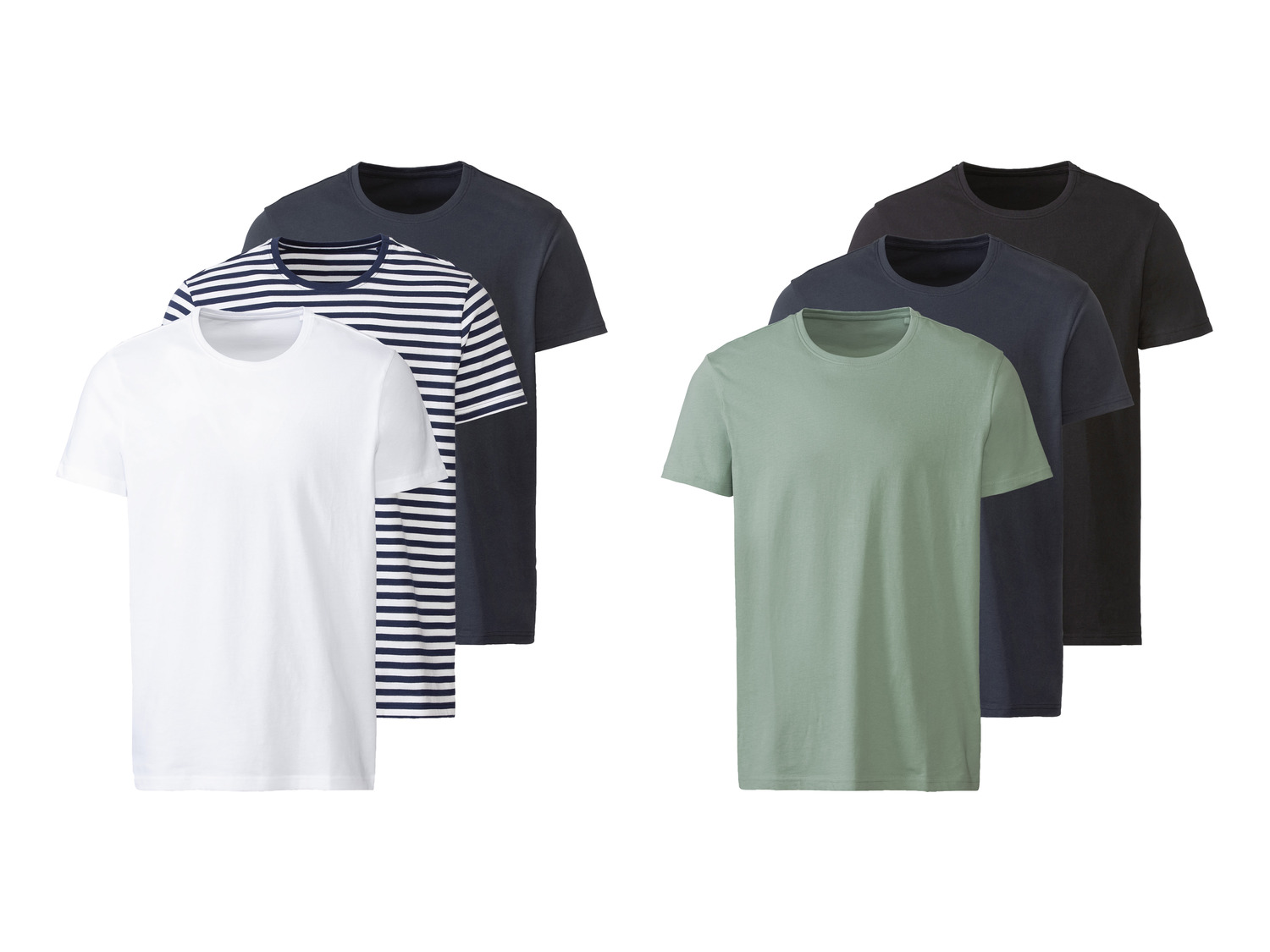 3 LIVERGY® Herren Baumwolle T-Shirts, aus Stück, reiner