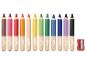 Zwölf Buntstifte und ein roter Spitzer, jeder Stift mit der Aufschrift „Crelando“.