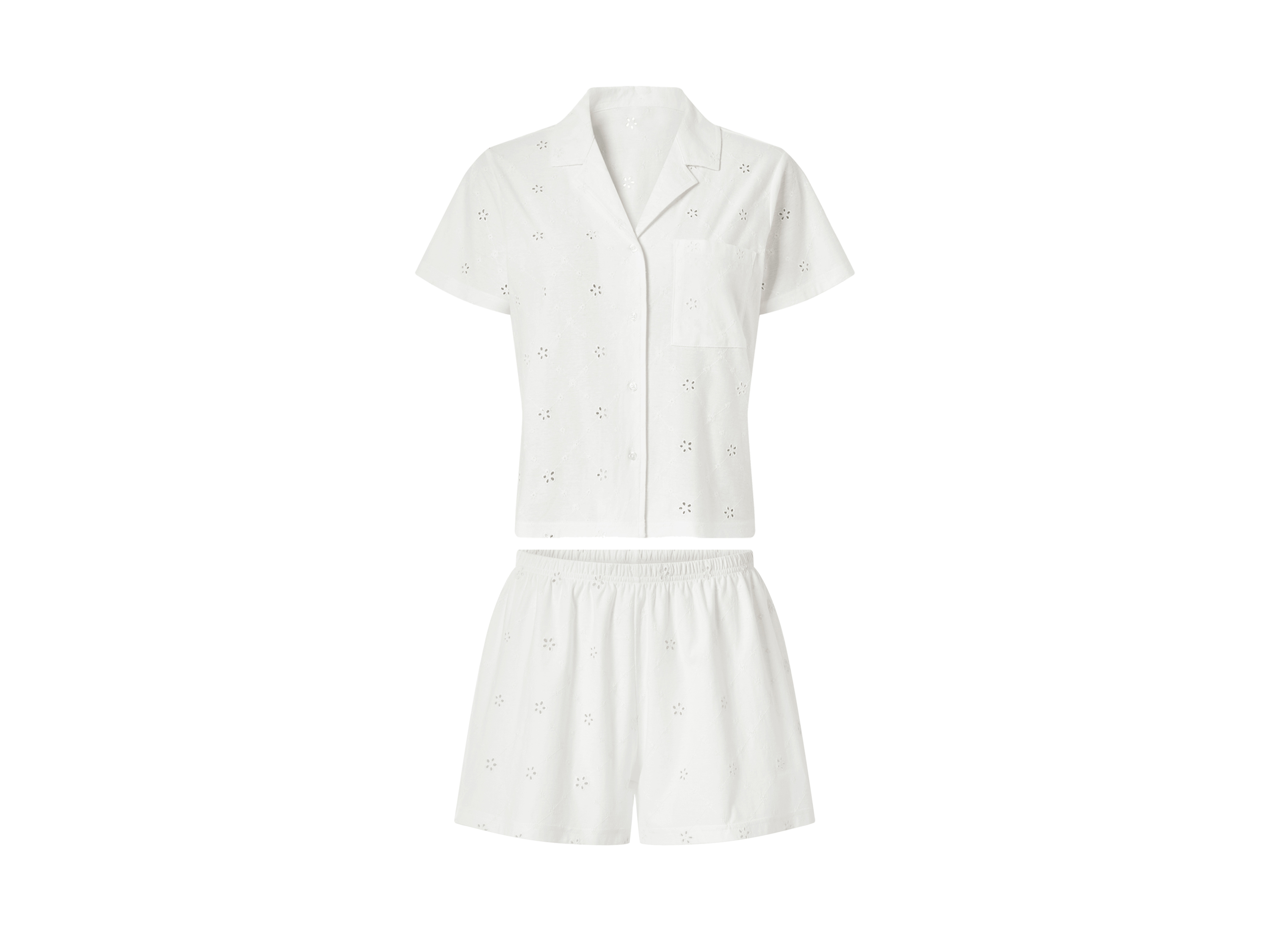 ESMARA® Damen Pyjama (weiß, L(44/46)) - Farbe: weiss