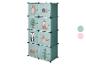 Modulares Kinderschrank mit Waldtier- und Pflanzenmotiven in Mintfarbe.