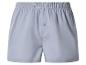 Hellgraue Herren-Boxershorts mit elastischem Bund und Knopf.