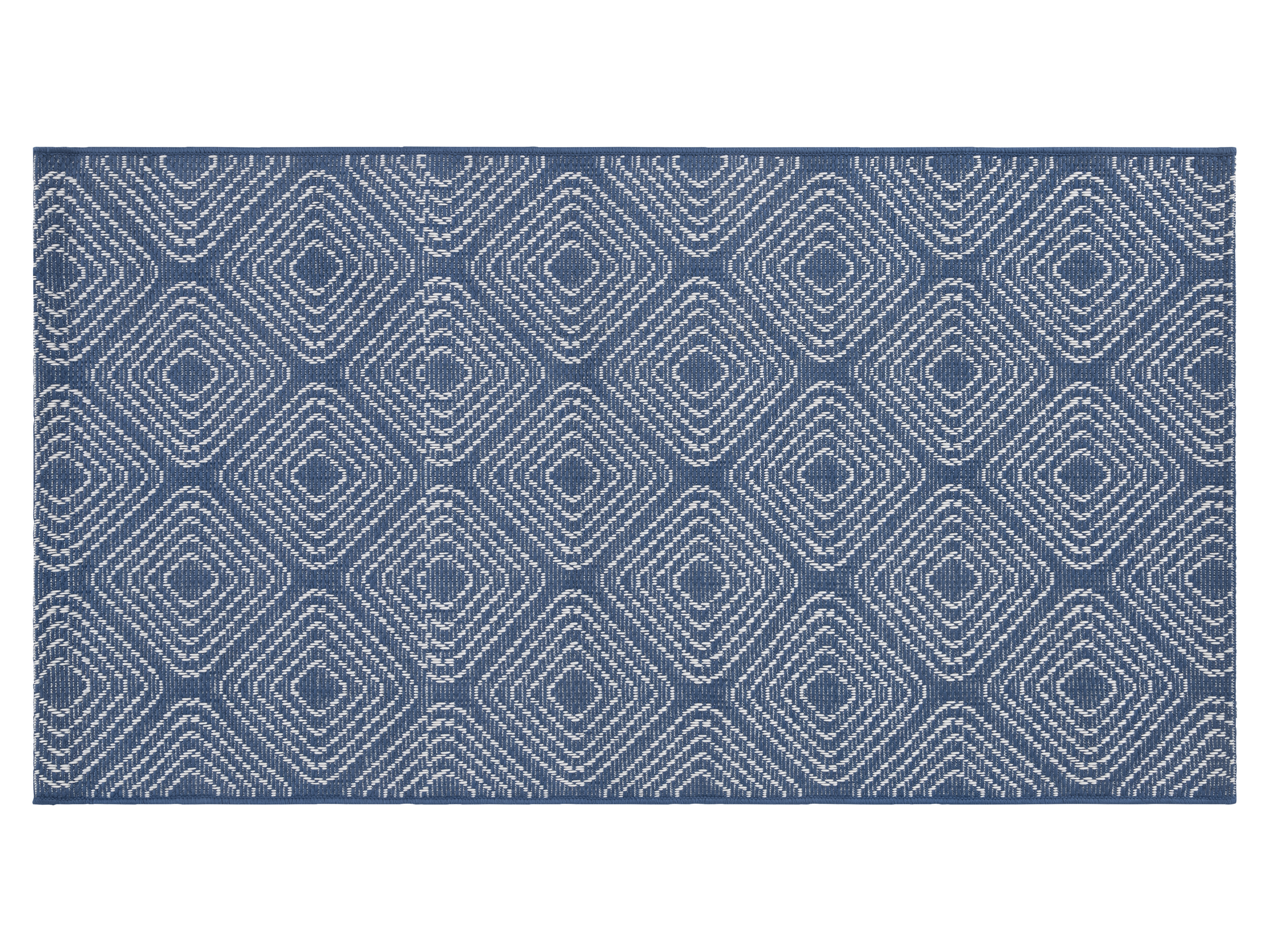 LIVARNO home Outdoorteppich 80 x 150 cm (Blau)““ | Style: Rauten, Streifen Geeignet für Bodenheizung: ja, wenn der Outdoorteppich nicht mehr als die Hälfte des Fußbodens bedeckt Material: 100 % Polypropylen Maße: ca. B 80 x L 150 cm““