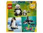 LEGO Creator 3-in-1 Box mit Pandas, Pinguinen und Orcas.