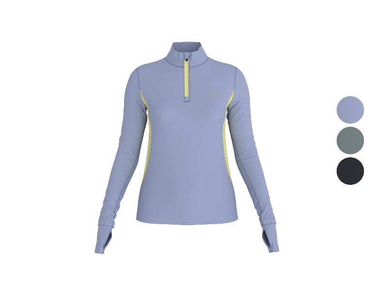 CRIVIT Damen Thermo-Funktionsshirt, hellblau mit gelbem Reißverschluss und Einsätzen.