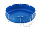 Ein blaues Livarno Home Schwimmbecken mit Filterpumpe.