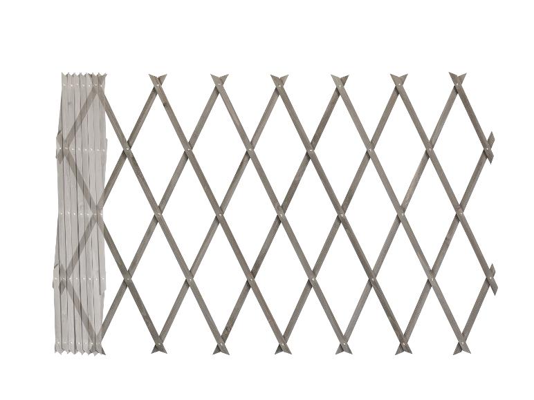 Hellgraues, ausziehbares Holzspalier