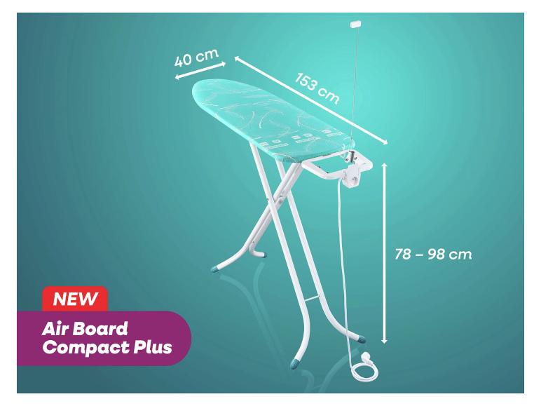 Neues Bügelbrett Air Board Compact Plus, 40x153 cm mit verstellbarer Höhe 78-98 cm.
