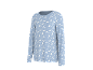 Hellblaues, langärmeliges Pyjama-Oberteil mit einem Muster aus weißen Sichelmonden und Sternen.