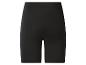 Schwarze Damen-Radlerhose mit elastischem Bund und eng anliegender Passform.