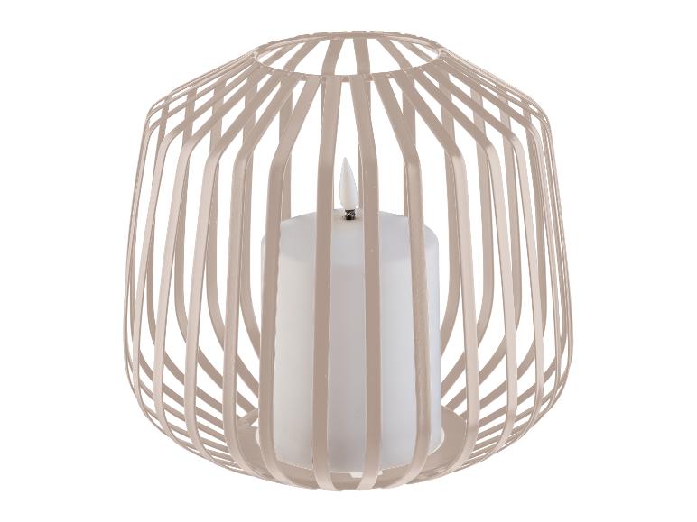 Dekorative Laterne mit LED-Kerze in Beige