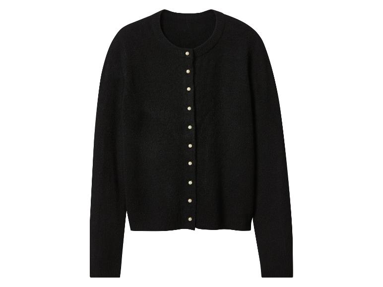 Schwarze Strickjacke mit Perlmuttknöpfen