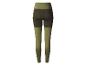 Grüne Leggings für Sport mit Khaki-Einsätzen.