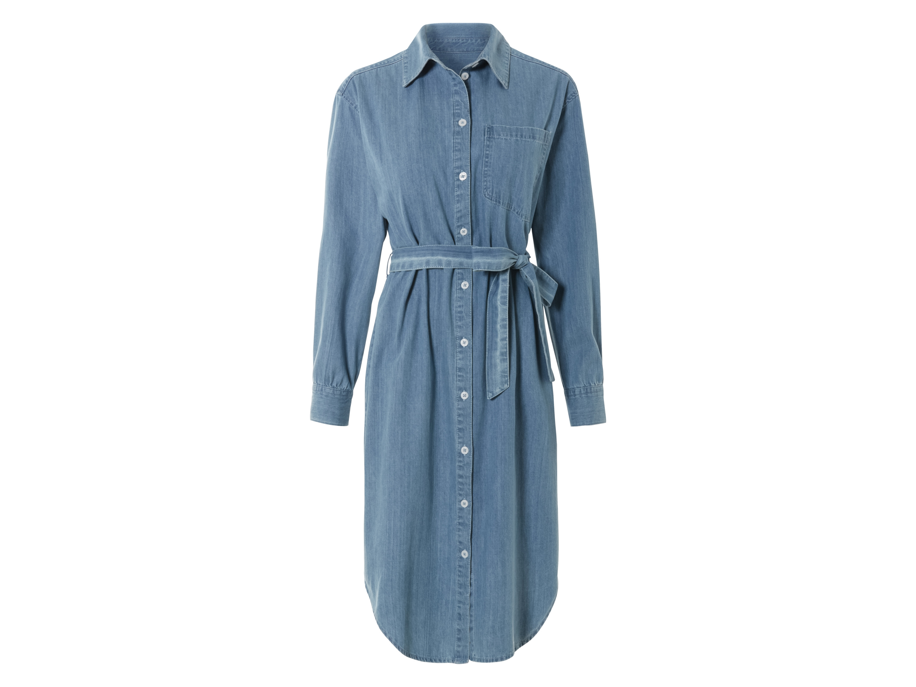 esmara® Damen Jeanskleid (Hellblau, 42)““ | aufgesetzte Brusttasche und abnehmbares Bindeband Schnitt: leger geschnitten