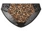 Leoparden-Slip mit schwarzer Spitze und Mesh-Details
