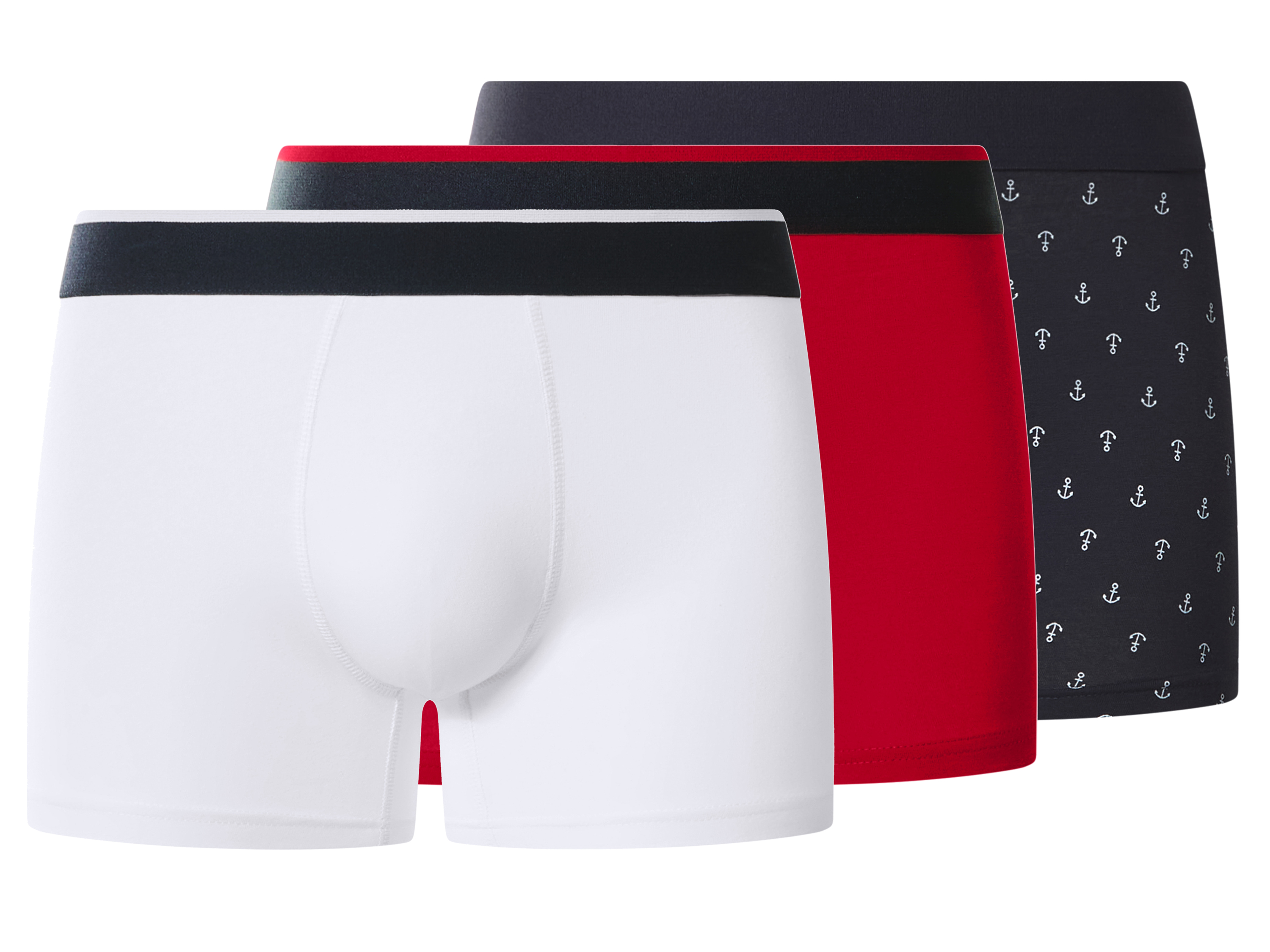 ESMARA MEN Boxer, 3 Stück (rot/navy/weiß, 6/L)
