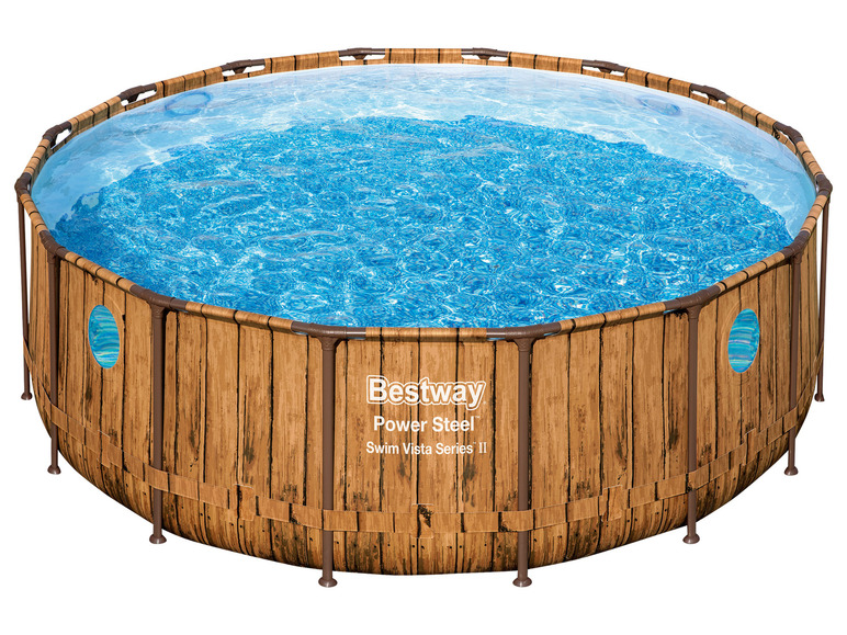Gehe zu Vollbildansicht: Bestway Power Steel™ Swim Vista Series™ Frame Pool Komplett-Set mit Filterpumpe Ø 488 x 122 cm, rund - Bild 1