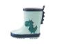Hellgrüne Kindergummistiefel mit dunkelgrünem Dinosaurierbild