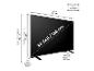 Maße eines 50-Zoll-Fernsehers (126 cm) mit und ohne Standfuß, sowie VESA-Kompatibilität.